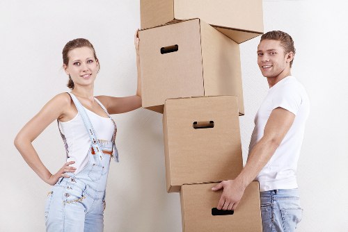 Packed moving boxes ready for transport by Pinner removal companies